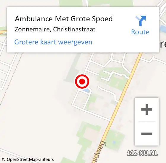 Locatie op kaart van de 112 melding: Ambulance Met Grote Spoed Naar Zonnemaire, Christinastraat op 16 januari 2014 13:51