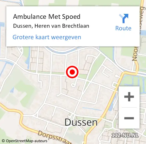 Locatie op kaart van de 112 melding: Ambulance Met Spoed Naar Dussen, Heren van Brechtlaan op 8 april 2017 11:42