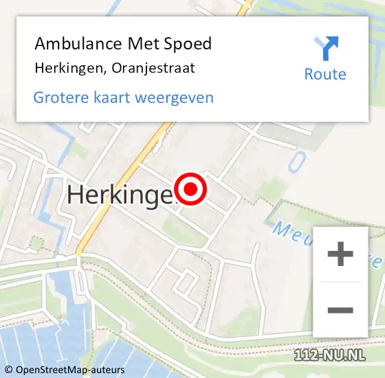 Locatie op kaart van de 112 melding: Ambulance Met Spoed Naar Herkingen, Oranjestraat op 8 april 2017 11:43