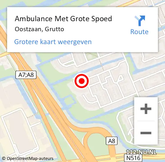 Locatie op kaart van de 112 melding: Ambulance Met Grote Spoed Naar Oostzaan, Grutto op 8 april 2017 12:21