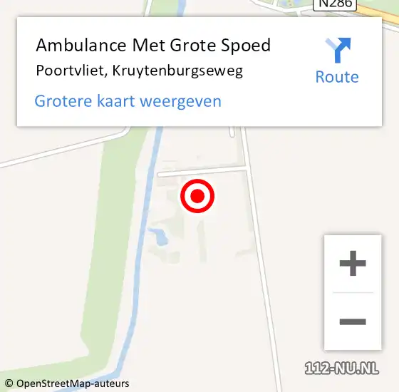 Locatie op kaart van de 112 melding: Ambulance Met Grote Spoed Naar Poortvliet, Kruytenburgseweg op 8 april 2017 12:48