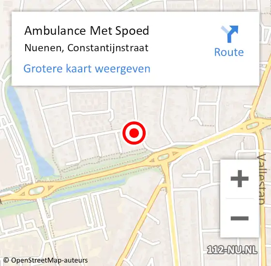 Locatie op kaart van de 112 melding: Ambulance Met Spoed Naar Nuenen, Constantijnstraat op 8 april 2017 12:55