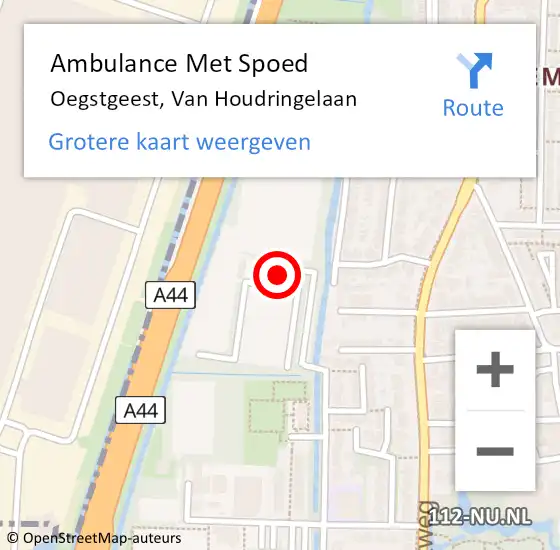 Locatie op kaart van de 112 melding: Ambulance Met Spoed Naar Oegstgeest, Van Houdringelaan op 8 april 2017 13:24