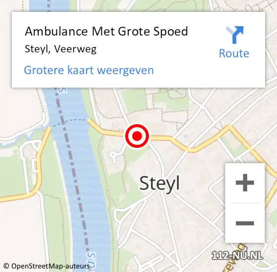 Locatie op kaart van de 112 melding: Ambulance Met Grote Spoed Naar Steyl, Veerweg op 8 april 2017 14:37