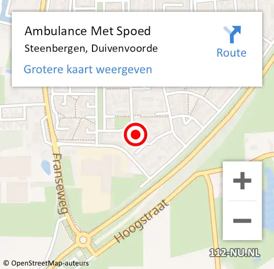 Locatie op kaart van de 112 melding: Ambulance Met Spoed Naar Steenbergen, Duivenvoorde op 8 april 2017 14:49