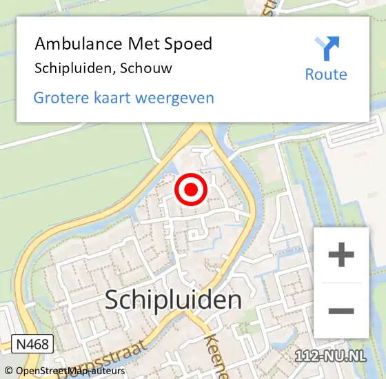 Locatie op kaart van de 112 melding: Ambulance Met Spoed Naar Schipluiden, Schouw op 8 april 2017 14:53