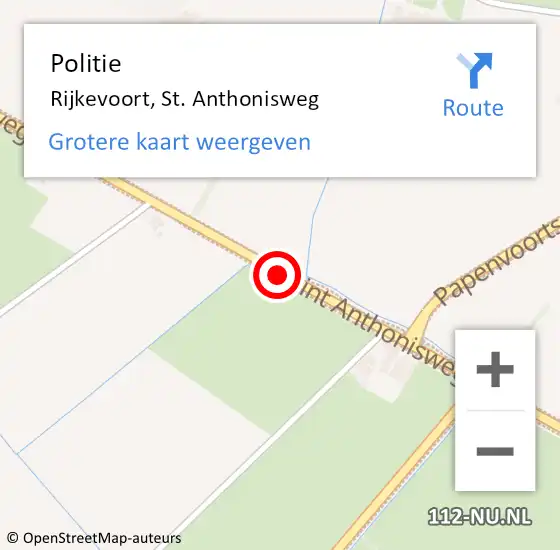 Locatie op kaart van de 112 melding: Politie Rijkevoort-de Walsert, St. Anthonisweg op 8 april 2017 15:37