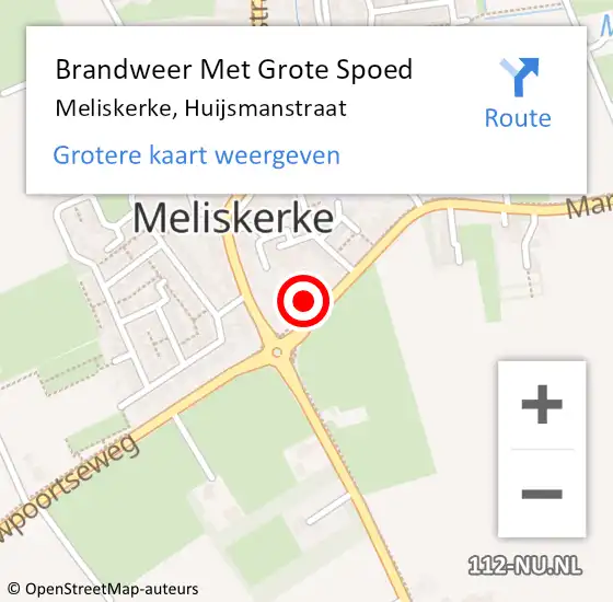 Locatie op kaart van de 112 melding: Brandweer Met Grote Spoed Naar Meliskerke, Huijsmanstraat op 8 april 2017 16:13