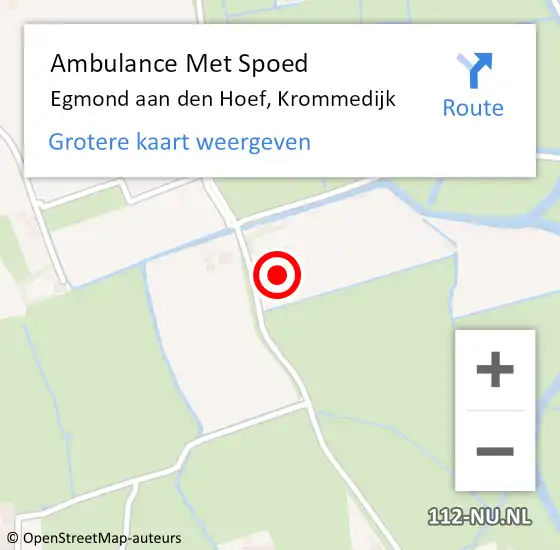 Locatie op kaart van de 112 melding: Ambulance Met Spoed Naar Egmond aan den Hoef, Krommedijk op 8 april 2017 16:49