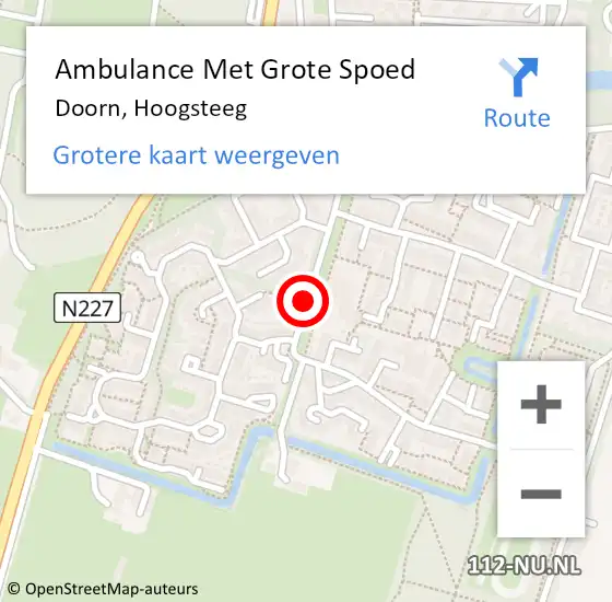 Locatie op kaart van de 112 melding: Ambulance Met Grote Spoed Naar Doorn, Hoogsteeg op 8 april 2017 17:14