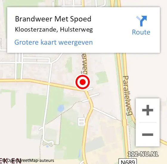 Locatie op kaart van de 112 melding: Brandweer Met Spoed Naar Kloosterzande, Hulsterweg op 8 april 2017 17:17