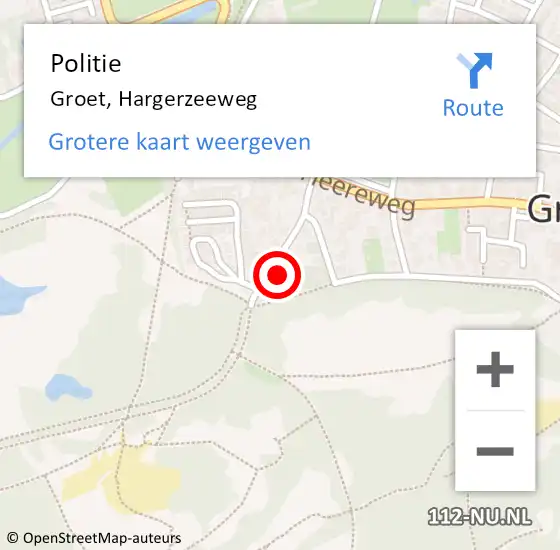 Locatie op kaart van de 112 melding: Politie Groet, Hargerzeeweg op 8 april 2017 17:43