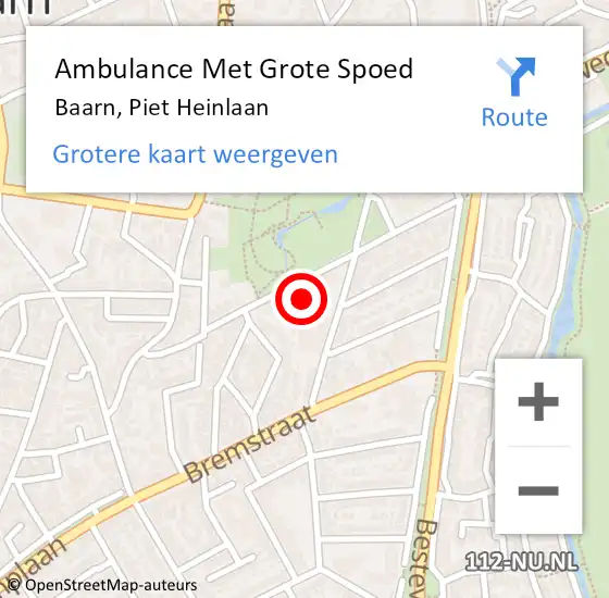 Locatie op kaart van de 112 melding: Ambulance Met Grote Spoed Naar Baarn, Piet Heinlaan op 8 april 2017 17:57