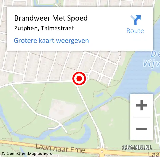 Locatie op kaart van de 112 melding: Brandweer Met Spoed Naar Zutphen, Talmastraat op 8 april 2017 18:54