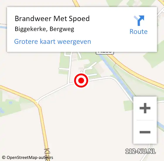 Locatie op kaart van de 112 melding: Brandweer Met Spoed Naar Biggekerke, Bergweg op 8 april 2017 19:11