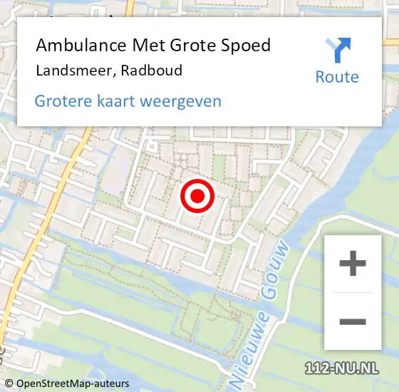 Locatie op kaart van de 112 melding: Ambulance Met Grote Spoed Naar Landsmeer, Radboud op 8 april 2017 19:21