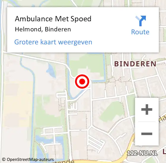 Locatie op kaart van de 112 melding: Ambulance Met Spoed Naar Helmond, Binderen op 8 april 2017 19:28