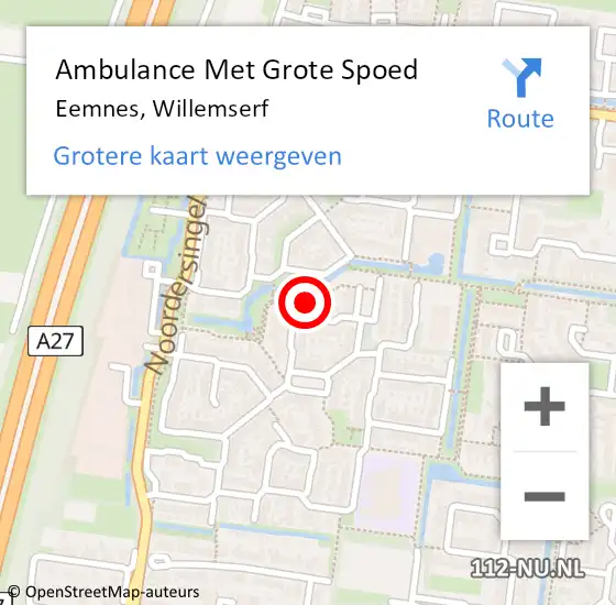 Locatie op kaart van de 112 melding: Ambulance Met Grote Spoed Naar Eemnes, Willemserf op 8 april 2017 19:52