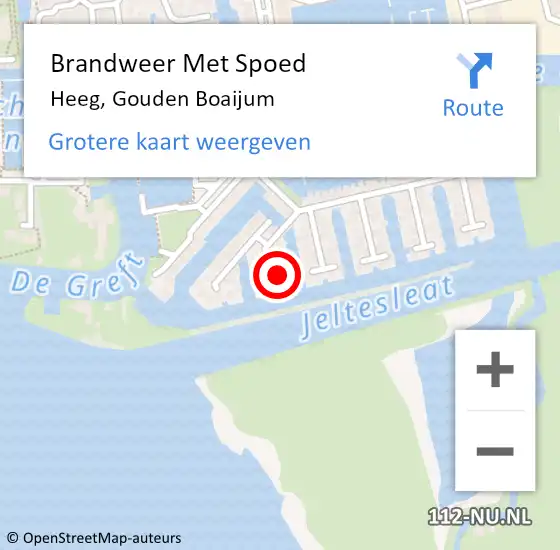 Locatie op kaart van de 112 melding: Brandweer Met Spoed Naar Heeg, Gouden Boaijum op 8 april 2017 19:58