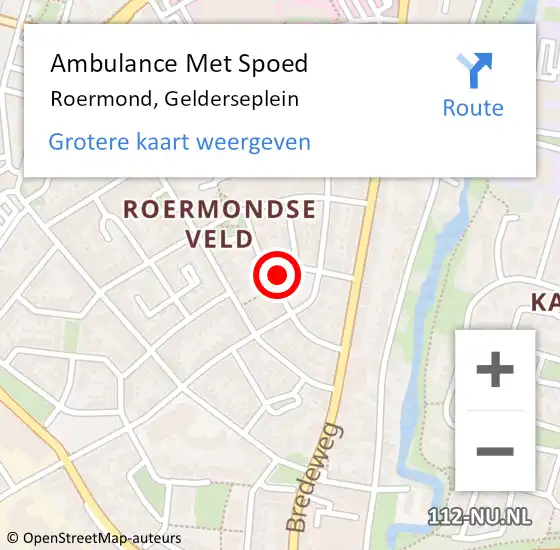 Locatie op kaart van de 112 melding: Ambulance Met Spoed Naar Roermond, Gelderseplein op 8 april 2017 20:08