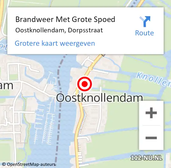 Locatie op kaart van de 112 melding: Brandweer Met Grote Spoed Naar Oostknollendam, Dorpsstraat op 8 april 2017 20:13