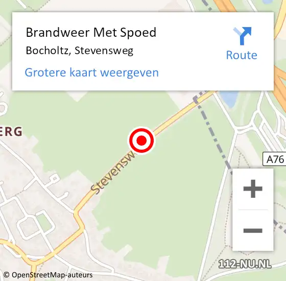 Locatie op kaart van de 112 melding: Brandweer Met Spoed Naar Bocholtz, Stevensweg op 8 april 2017 20:33