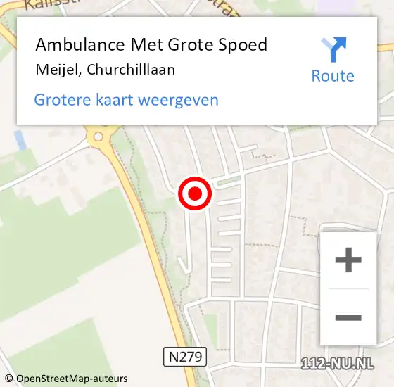 Locatie op kaart van de 112 melding: Ambulance Met Grote Spoed Naar Meijel, Churchilllaan op 8 april 2017 21:01