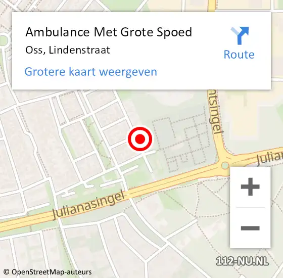 Locatie op kaart van de 112 melding: Ambulance Met Grote Spoed Naar Oss, Lindenstraat op 8 april 2017 21:02