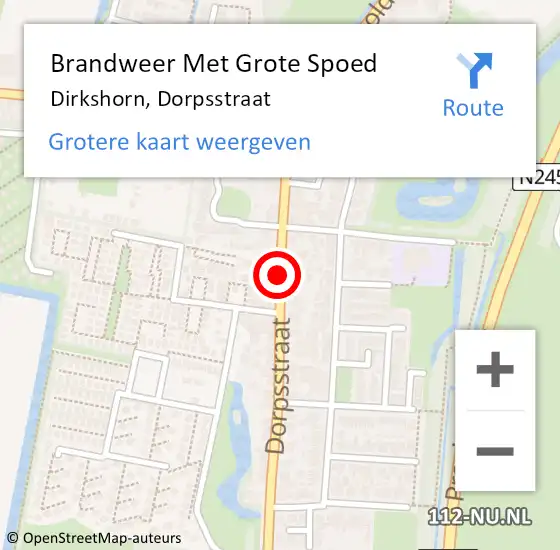 Locatie op kaart van de 112 melding: Brandweer Met Grote Spoed Naar Dirkshorn, Dorpsstraat op 8 april 2017 21:23