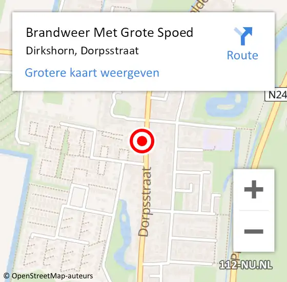 Locatie op kaart van de 112 melding: Brandweer Met Grote Spoed Naar Dirkshorn, Dorpsstraat op 8 april 2017 21:28