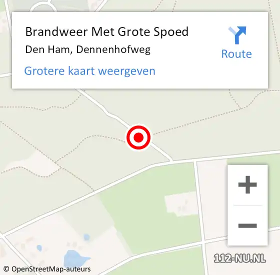 Locatie op kaart van de 112 melding: Brandweer Met Grote Spoed Naar Den Ham, Dennenhofweg op 8 april 2017 21:28