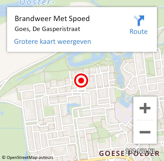 Locatie op kaart van de 112 melding: Brandweer Met Spoed Naar Goes, De Gasperistraat op 8 april 2017 21:54