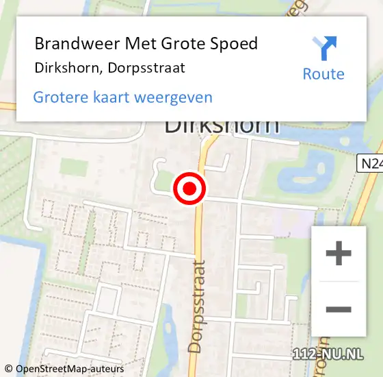 Locatie op kaart van de 112 melding: Brandweer Met Grote Spoed Naar Dirkshorn, Dorpsstraat op 8 april 2017 21:56