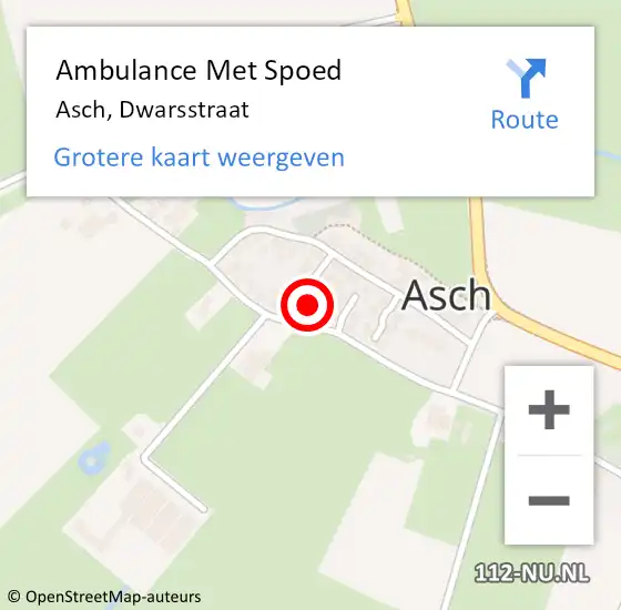 Locatie op kaart van de 112 melding: Ambulance Met Spoed Naar Asch, Dwarsstraat op 8 april 2017 23:47