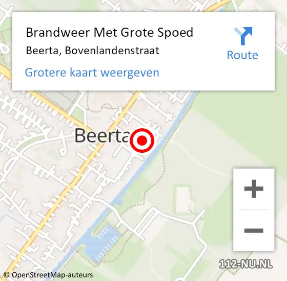 Locatie op kaart van de 112 melding: Brandweer Met Grote Spoed Naar Beerta, Bovenlandenstraat op 8 april 2017 23:57