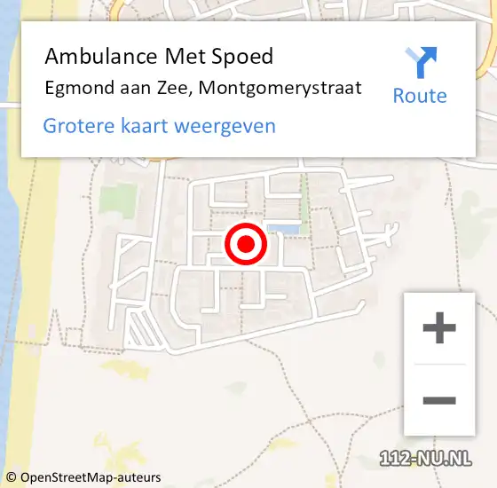 Locatie op kaart van de 112 melding: Ambulance Met Spoed Naar Egmond aan Zee, Montgomerystraat op 9 april 2017 02:15