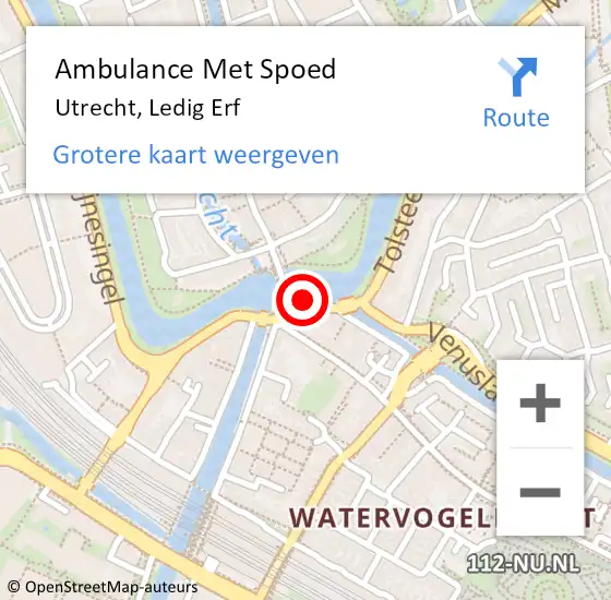 Locatie op kaart van de 112 melding: Ambulance Met Spoed Naar Utrecht, Ledig Erf op 9 april 2017 02:15