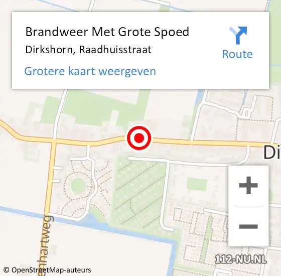 Locatie op kaart van de 112 melding: Brandweer Met Grote Spoed Naar Dirkshorn, Raadhuisstraat op 9 april 2017 02:43