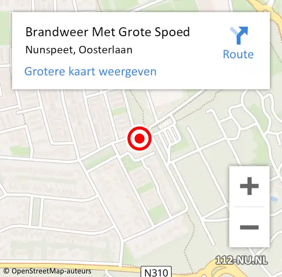 Locatie op kaart van de 112 melding: Brandweer Met Grote Spoed Naar Nunspeet, Oosterlaan op 9 april 2017 03:27