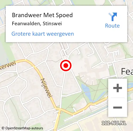 Locatie op kaart van de 112 melding: Brandweer Met Spoed Naar Feanwalden, Stinswei op 9 april 2017 05:34