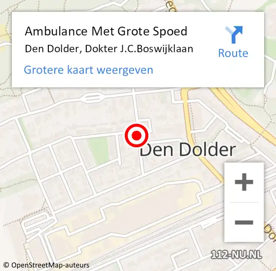 Locatie op kaart van de 112 melding: Ambulance Met Grote Spoed Naar Den Dolder, Dokter J.C.Boswijklaan op 9 april 2017 05:45