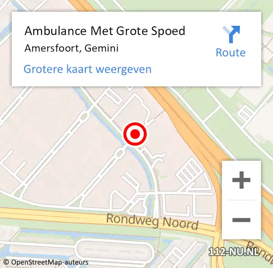 Locatie op kaart van de 112 melding: Ambulance Met Grote Spoed Naar Amersfoort, Gemini op 9 april 2017 06:39