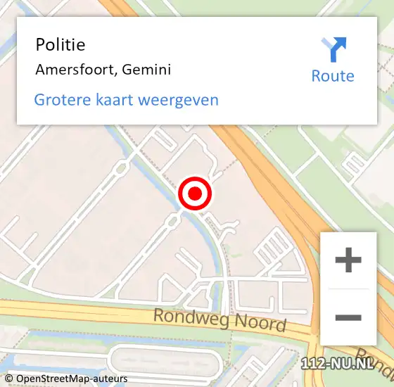 Locatie op kaart van de 112 melding: Politie Amersfoort, Gemini op 9 april 2017 06:42