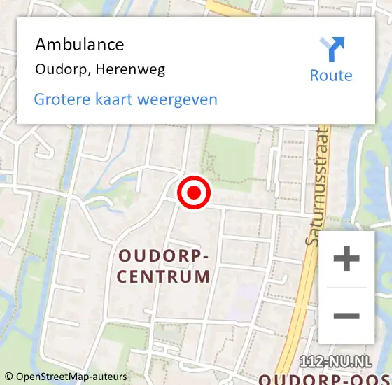 Locatie op kaart van de 112 melding: Ambulance Oudorp, Herenweg op 16 januari 2014 15:12