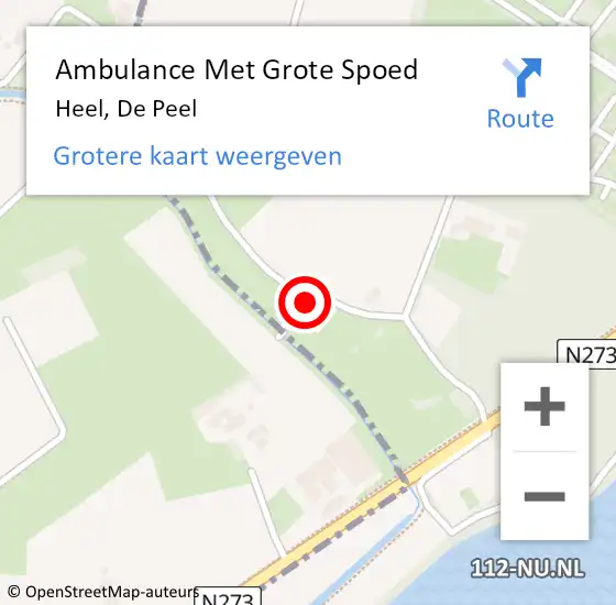 Locatie op kaart van de 112 melding: Ambulance Met Grote Spoed Naar Heel, De Peel op 9 april 2017 08:58