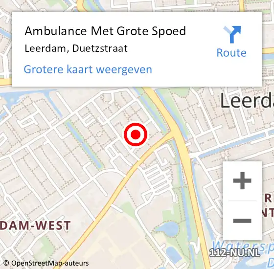 Locatie op kaart van de 112 melding: Ambulance Met Grote Spoed Naar Leerdam, Duetzstraat op 9 april 2017 09:24