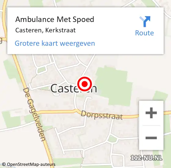 Locatie op kaart van de 112 melding: Ambulance Met Spoed Naar Casteren, Kerkstraat op 9 april 2017 10:11