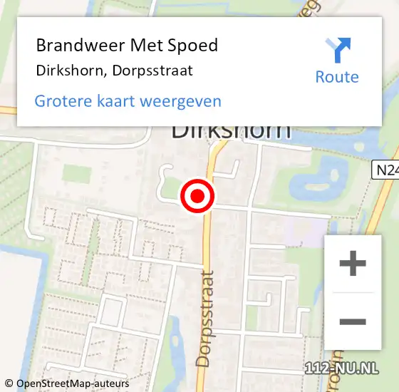 Locatie op kaart van de 112 melding: Brandweer Met Spoed Naar Dirkshorn, Dorpsstraat op 9 april 2017 10:22