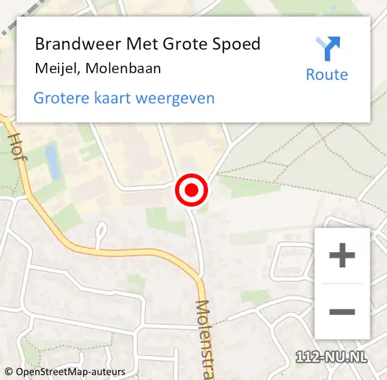 Locatie op kaart van de 112 melding: Brandweer Met Grote Spoed Naar Meijel, Molenbaan op 9 april 2017 10:39