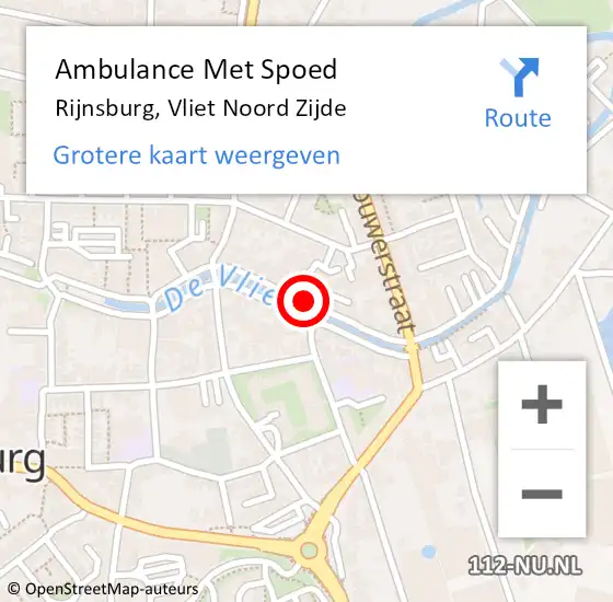 Locatie op kaart van de 112 melding: Ambulance Met Spoed Naar Rijnsburg, Vliet Noord Zijde op 9 april 2017 10:46